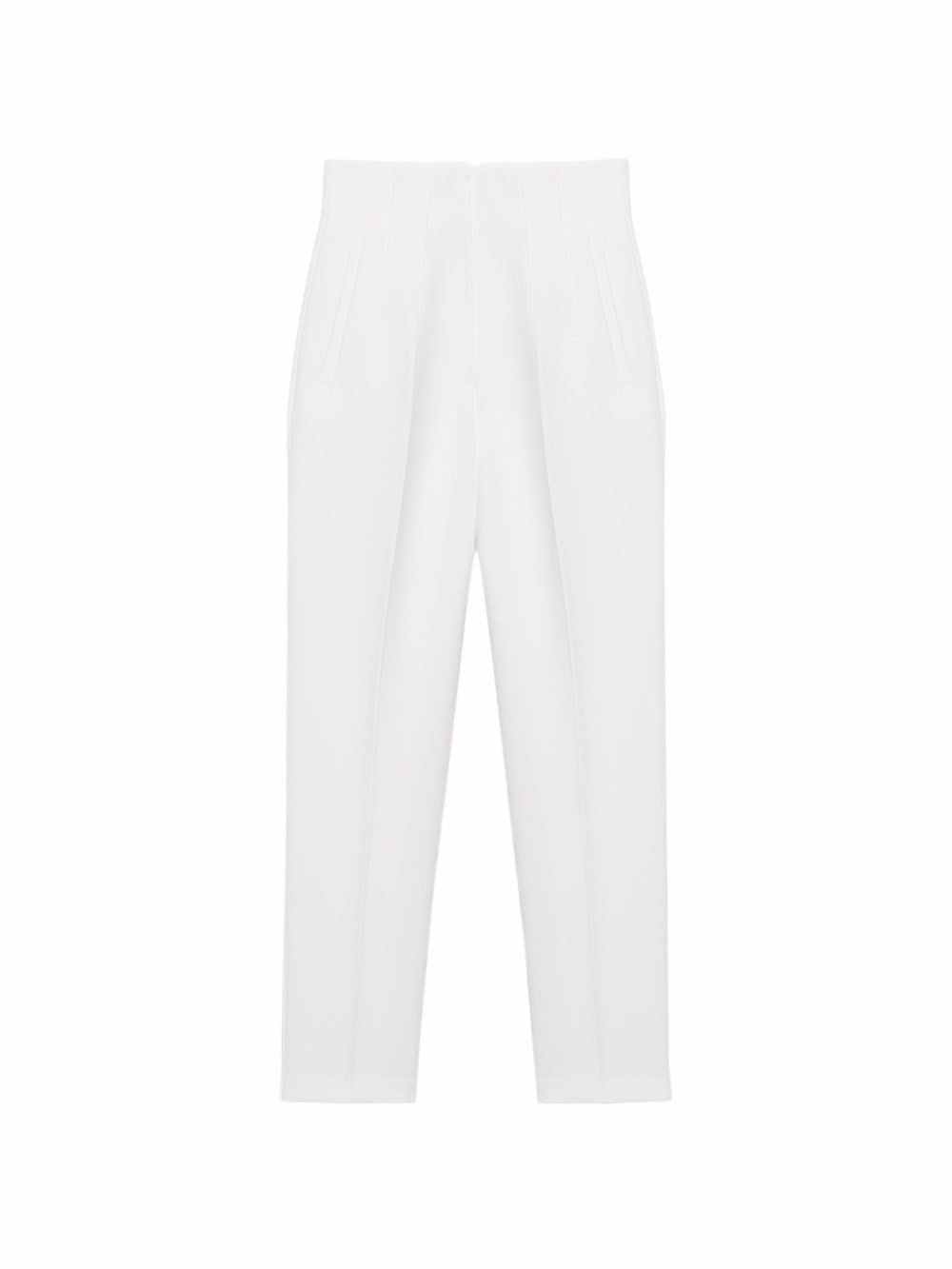 Zara White High-Waist Ankle Trousers - Medium